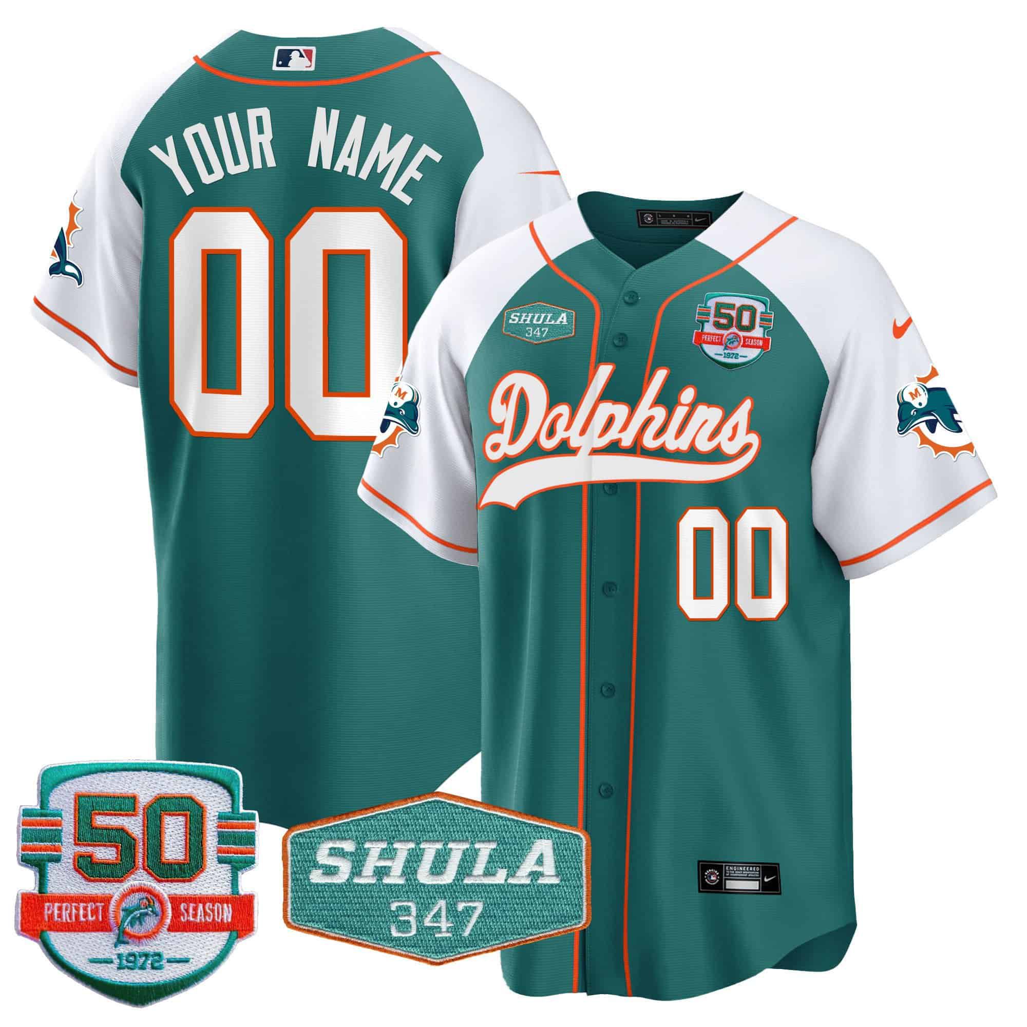 Men Miami Dolphins Green 2024 Nike 50th Don Shula Memorial Patch Baseball Custom NFL Jersey